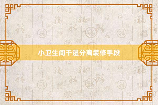小卫生间干湿分离装修手段